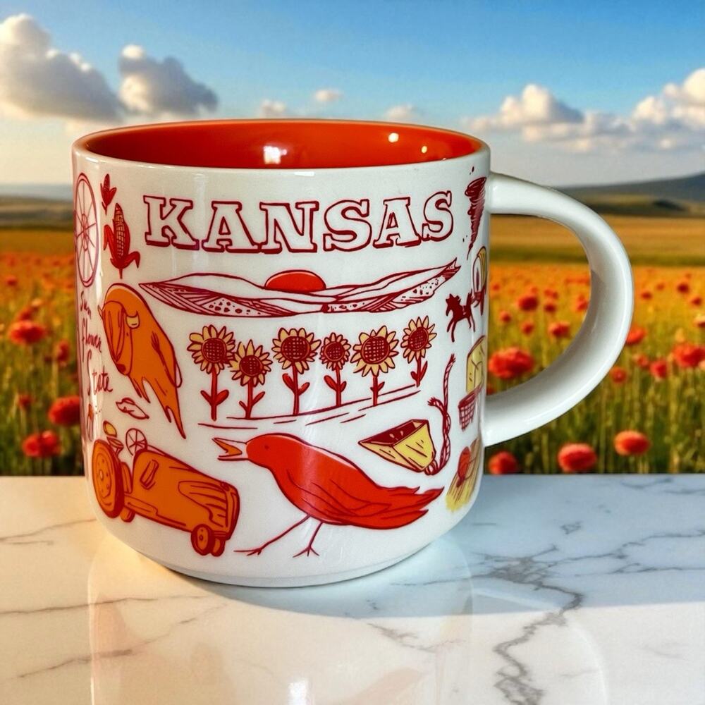 Starbucks KANSAS Been There Series 14oz Coffee Mug Cup EUC